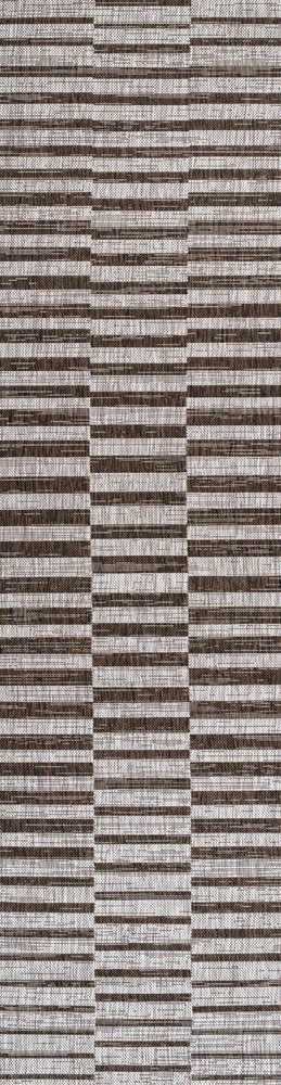 10' Beige And Brown Striped Indoor Outdoor Runner Rug HomeRoots