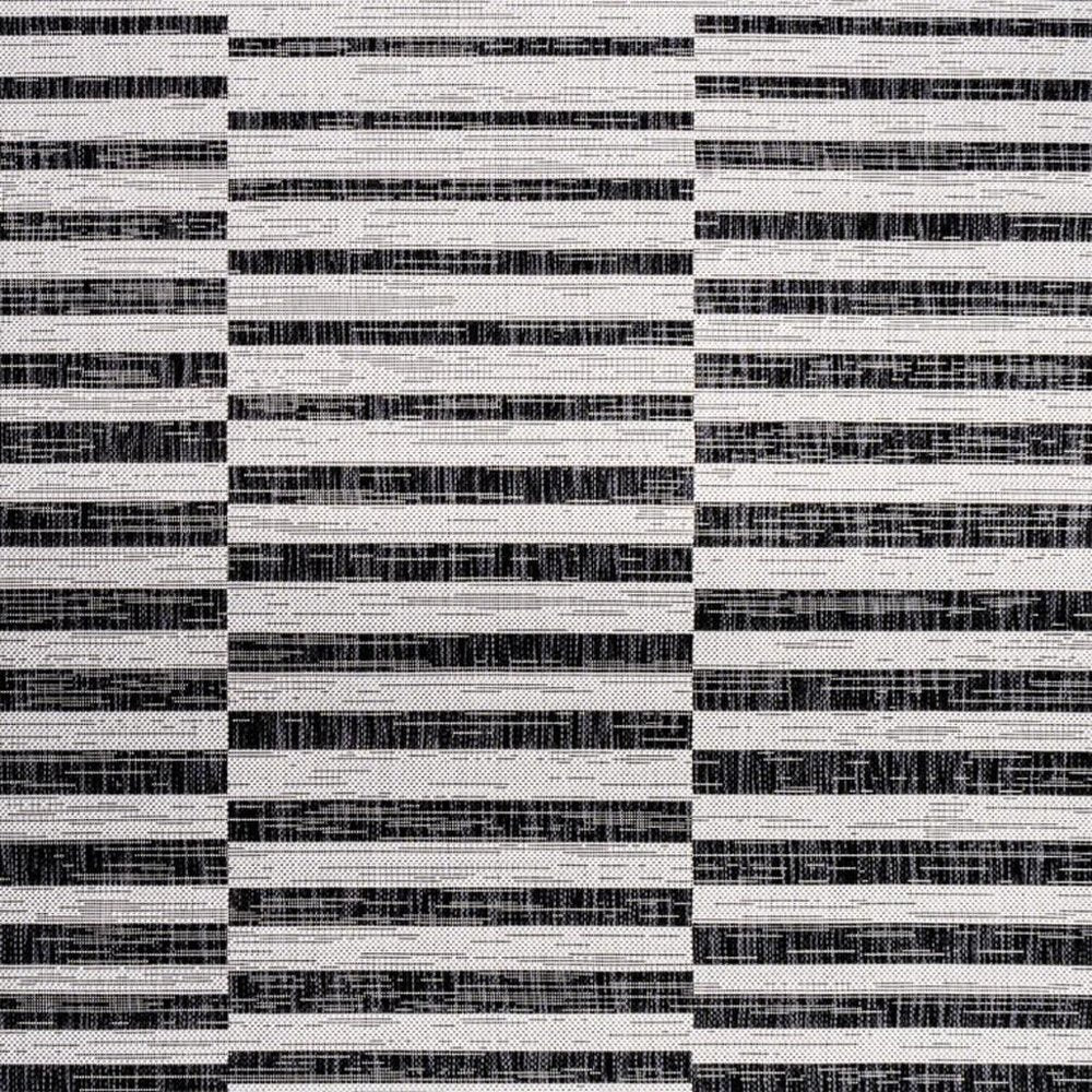 3' X 5' Ivory And Black Striped Indoor Outdoor Area Rug — view 2