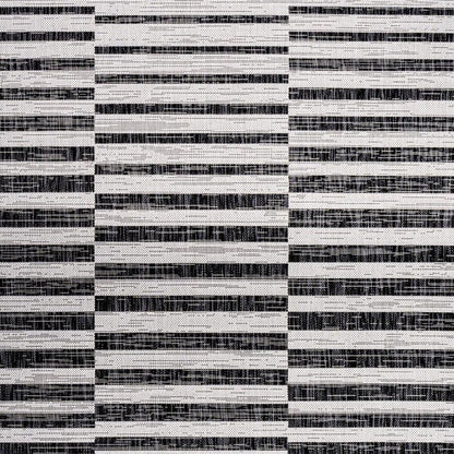3' X 5' Ivory And Black Striped Indoor Outdoor Area Rug