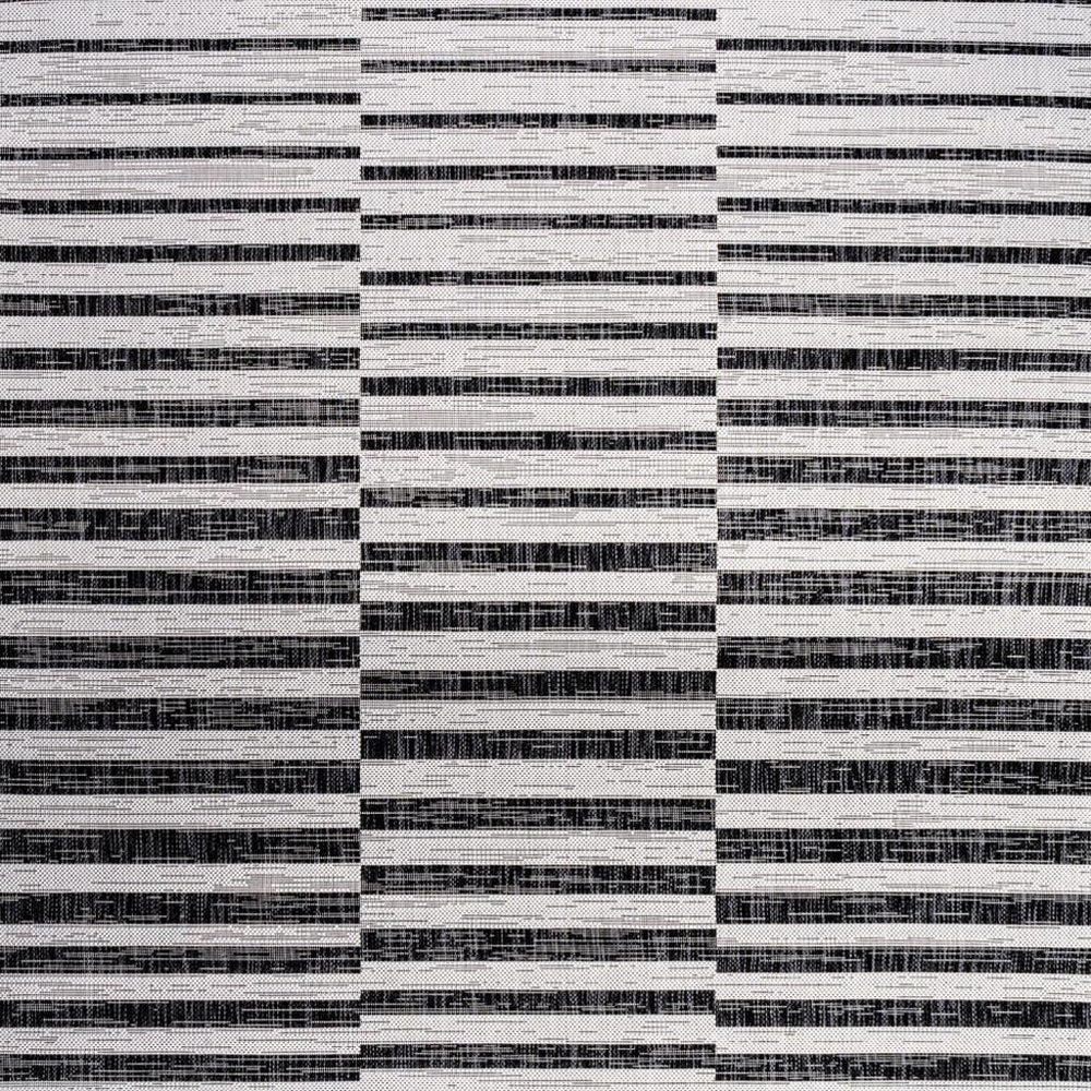 3' X 5' Ivory And Black Striped Indoor Outdoor Area Rug — view 3