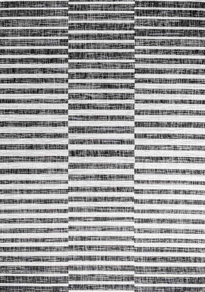 3' X 5' Black And Ivory Striped Indoor Outdoor Area Rug HomeRoots