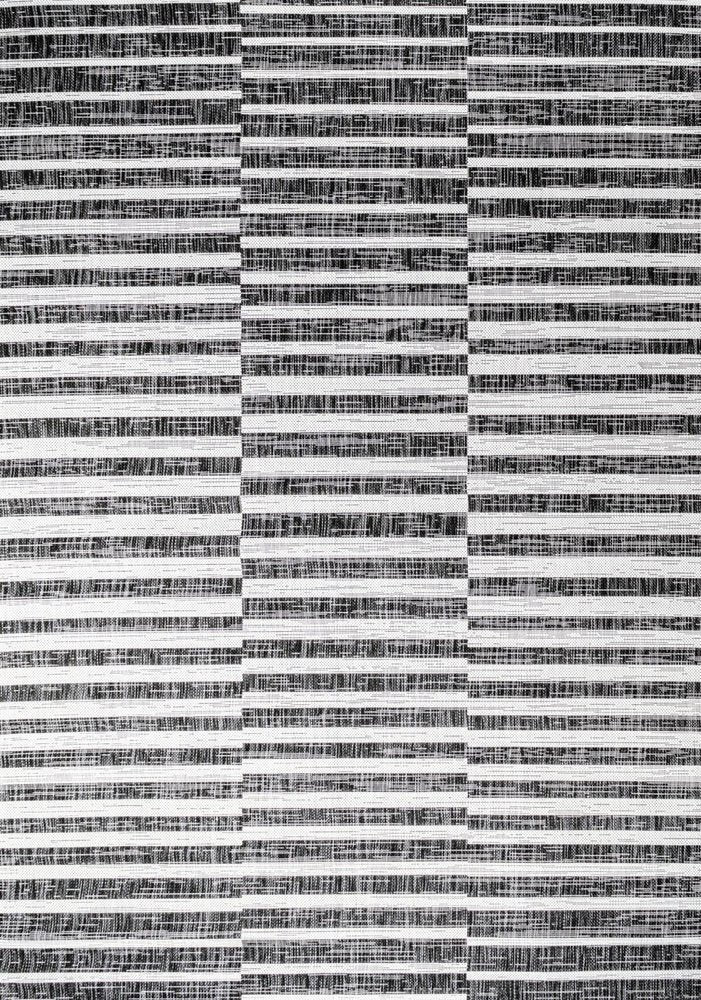 4' X 6' Black And Ivory Striped Indoor Outdoor Area Rug HomeRoots