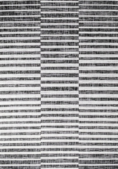 4' X 6' Black And Ivory Striped Indoor Outdoor Area Rug HomeRoots