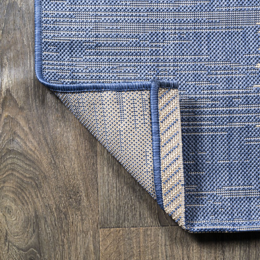 10' Blue And Beige Striped Indoor Outdoor Runner Rug HomeRoots
