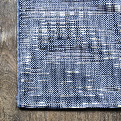 10' Blue And Beige Striped Indoor Outdoor Runner Rug HomeRoots