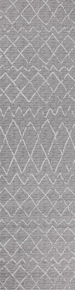 10' Gray And Cream Moroccan Indoor Outdoor Runner Rug HomeRoots