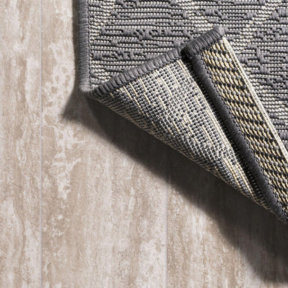 10' Gray And Cream Moroccan Indoor Outdoor Runner Rug HomeRoots