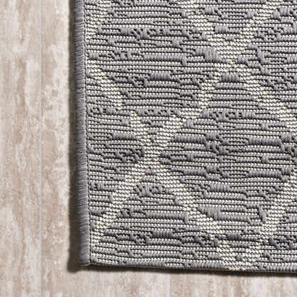 10' Gray And Cream Moroccan Indoor Outdoor Runner Rug HomeRoots