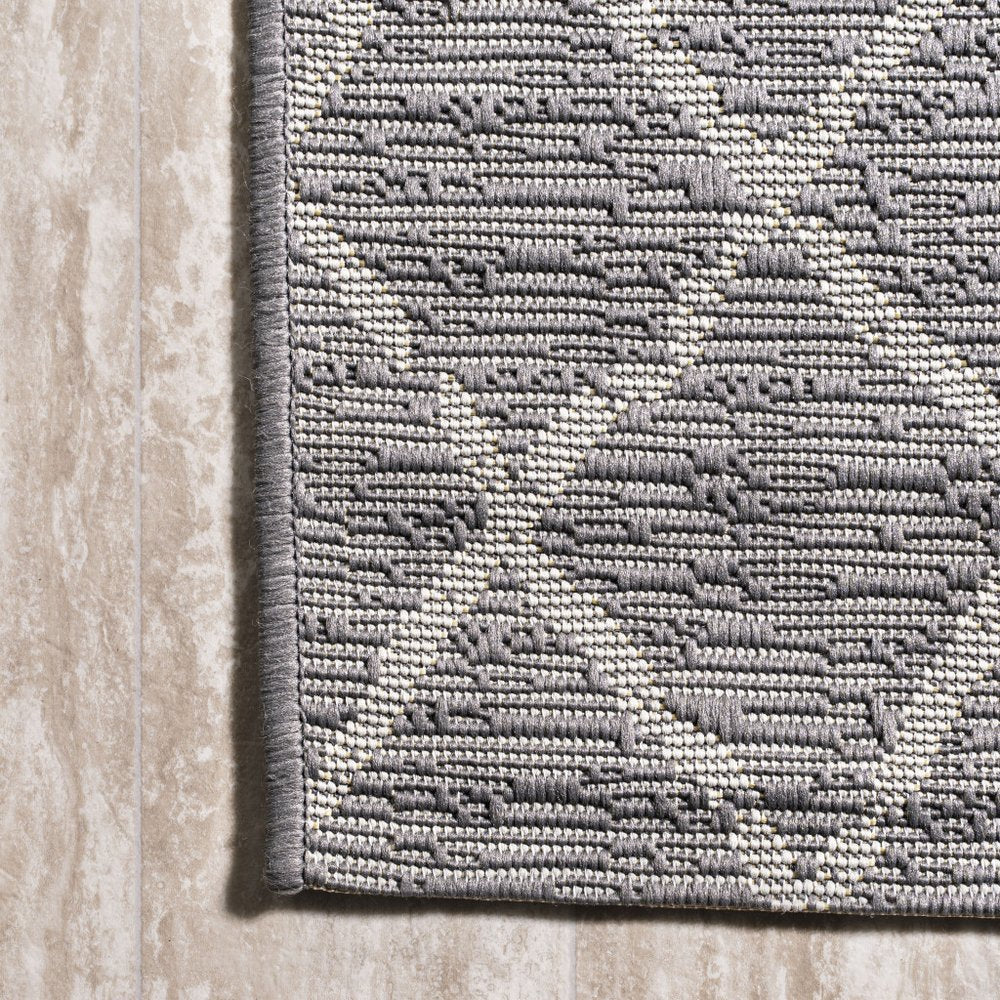 10' Gray And Cream Moroccan Indoor Outdoor Runner Rug — view 12