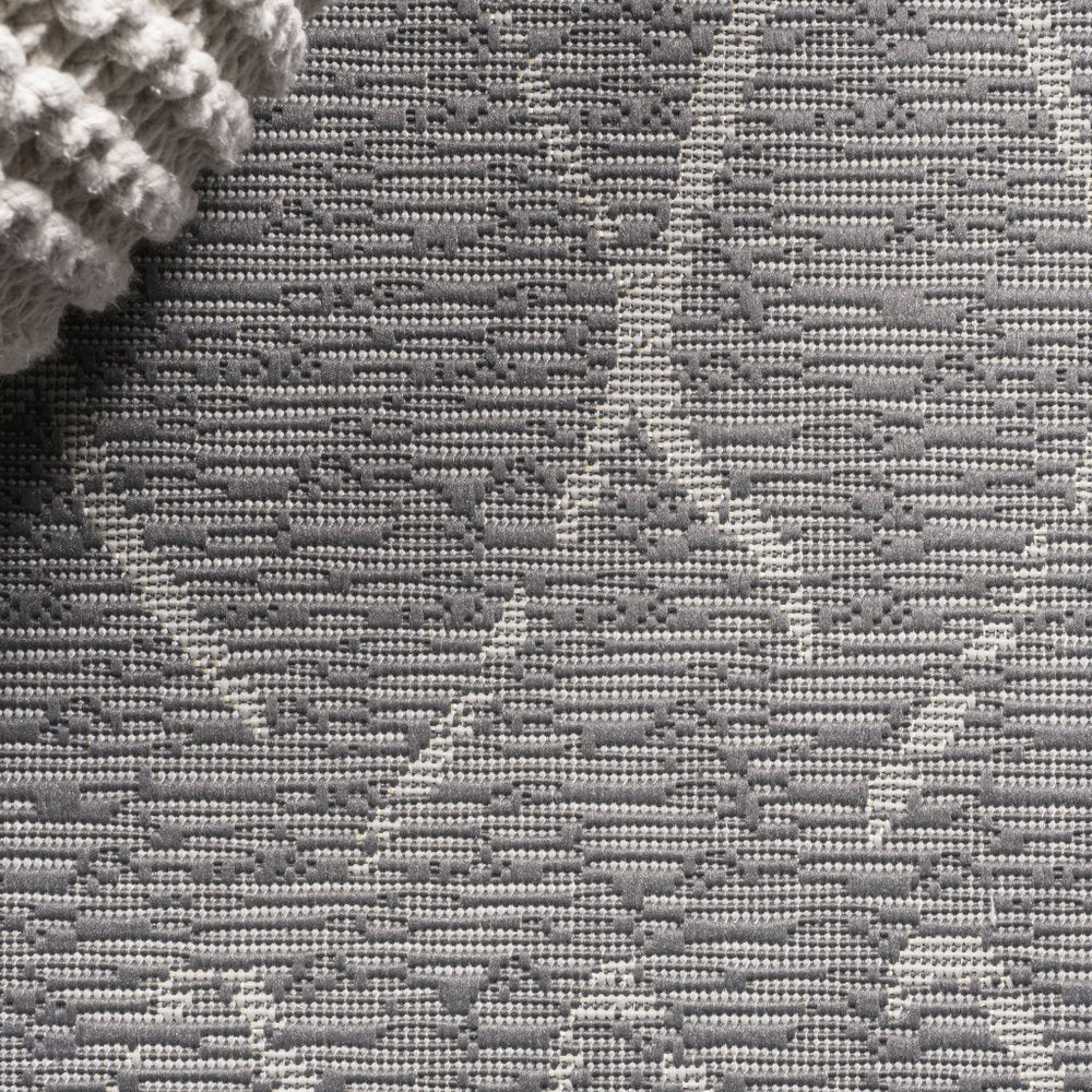 10' Gray And Cream Moroccan Indoor Outdoor Runner Rug HomeRoots