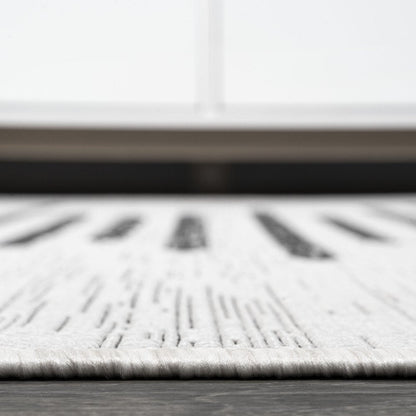 10' Ivory And Black Striped Indoor Outdoor Runner Rug HomeRoots