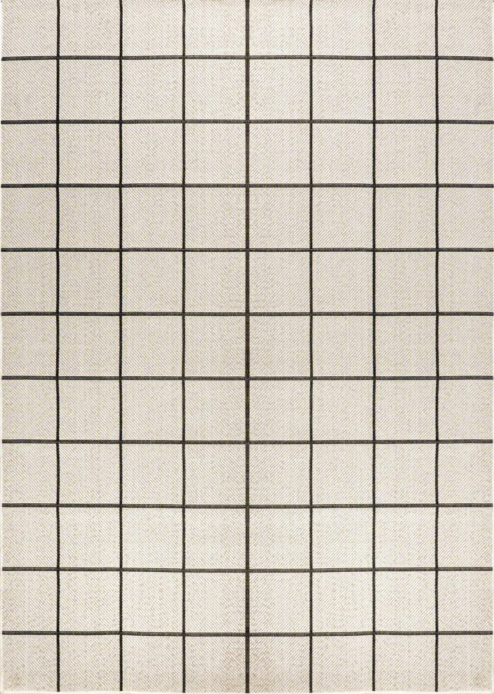 4' X 6' Cream And Dark Gray Plaid Indoor Outdoor Area Rug — view 1