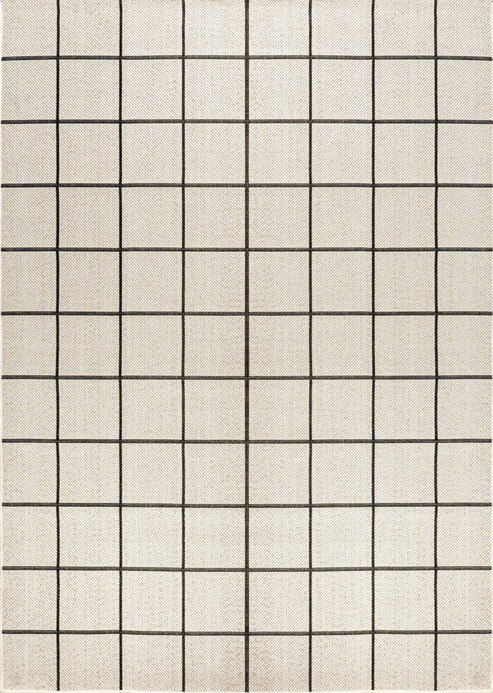 8' X 10' Cream And Dark Gray Plaid Indoor Outdoor Area Rug — view 1