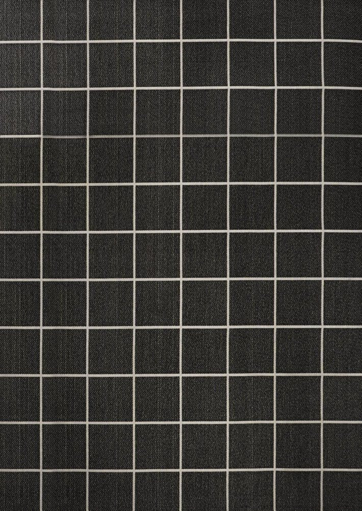 4' X 6' Dark Gray And Cream Plaid Indoor Outdoor Area Rug — view 1