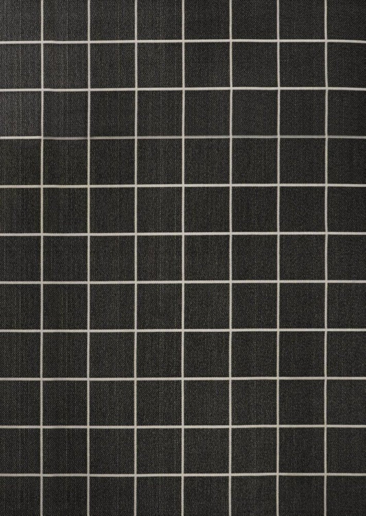 5' X 8' Dark Gray And Cream Plaid Indoor Outdoor Area Rug