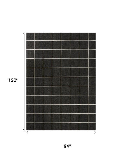 8' X 10' Dark Gray And Cream Plaid Indoor Outdoor Area Rug HomeRoots