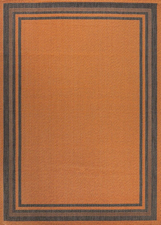 5' X 8' Orange And Dark Gray Striped Indoor Outdoor Area Rug