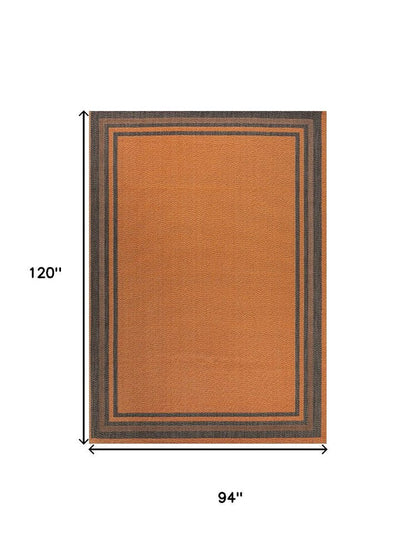 8' X 10' Orange And Dark Gray Striped Indoor Outdoor Area Rug HomeRoots