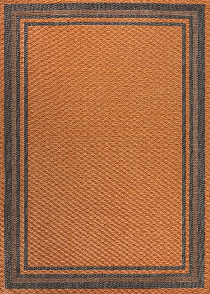 8' X 10' Orange And Dark Gray Striped Indoor Outdoor Area Rug — view 1