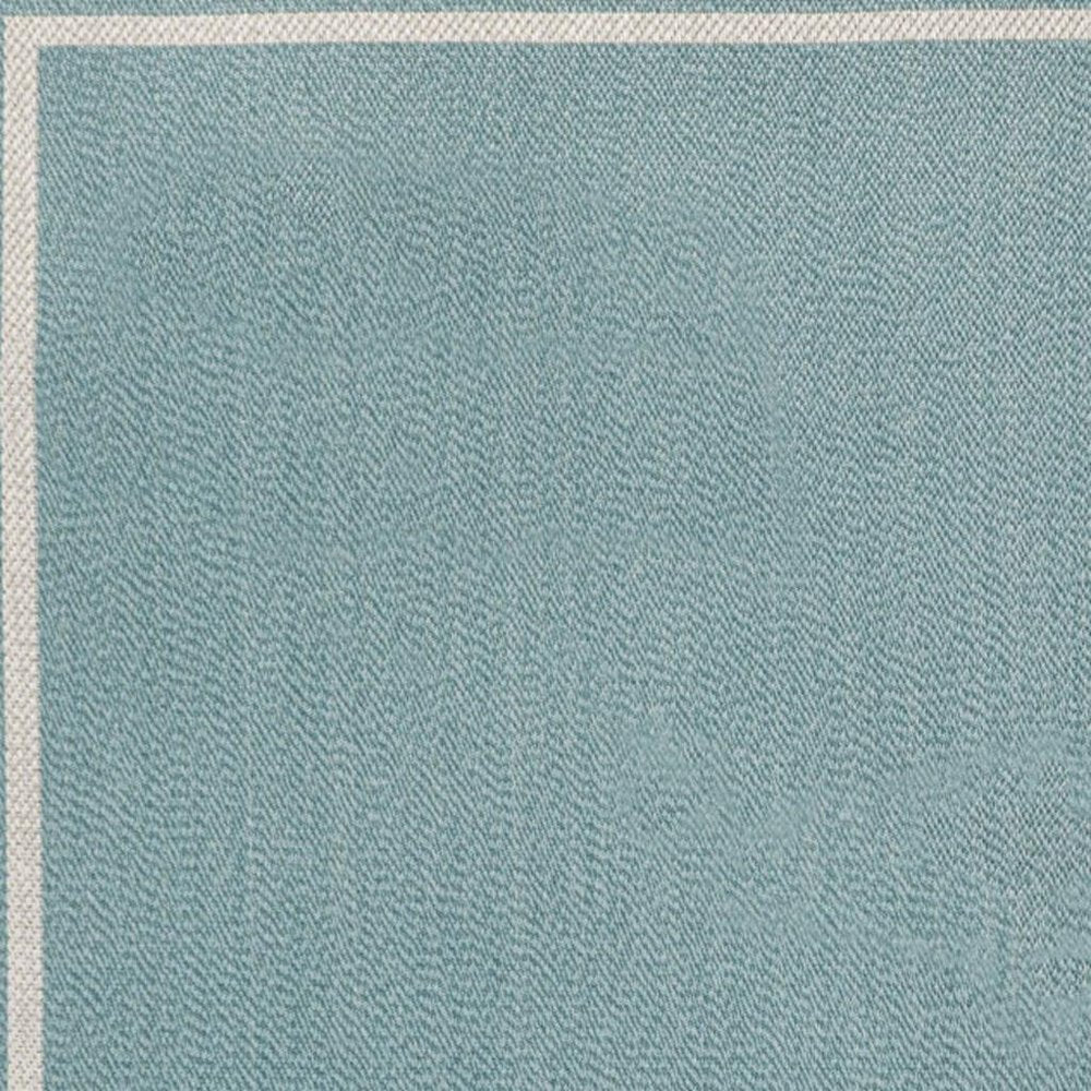 4' X 6' Aqua And Beige Striped Indoor Outdoor Area Rug — view 2