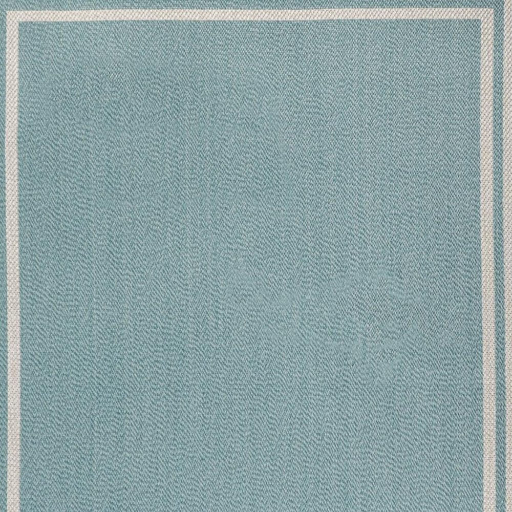 4' X 6' Aqua And Beige Striped Indoor Outdoor Area Rug — view 3