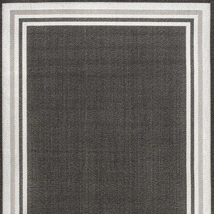 5' X 8' Black And Cream Striped Indoor Outdoor Area Rug HomeRoots