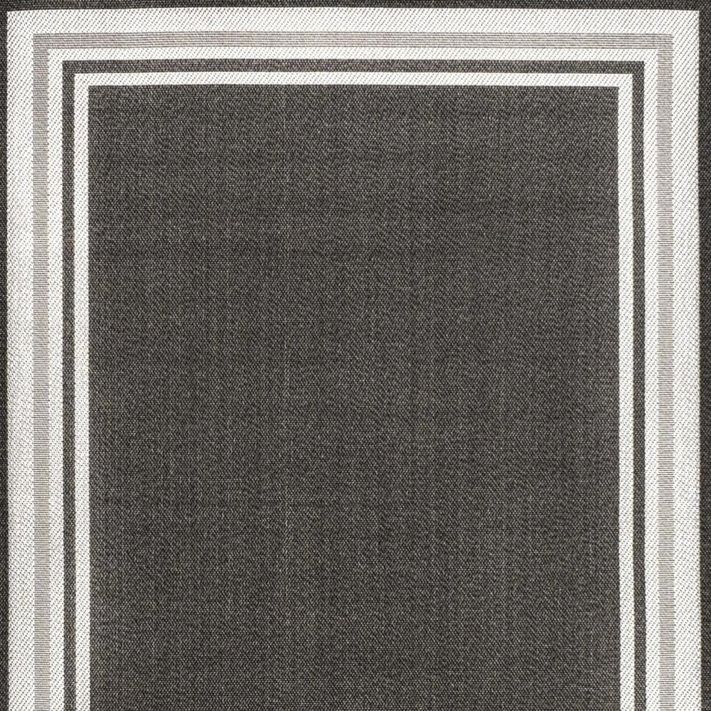8' X 10' Black And Cream Striped Indoor Outdoor Area Rug — view 3