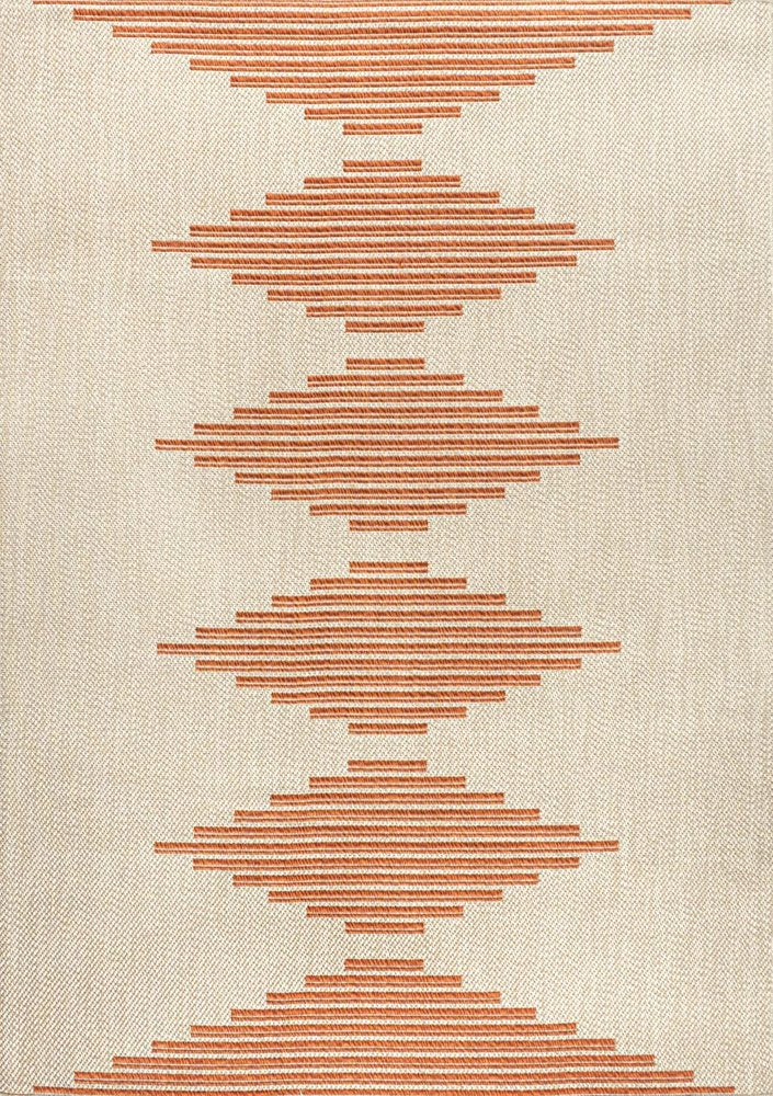 4' X 6' Beige And Orange Abstract Indoor Outdoor Area Rug — view 1