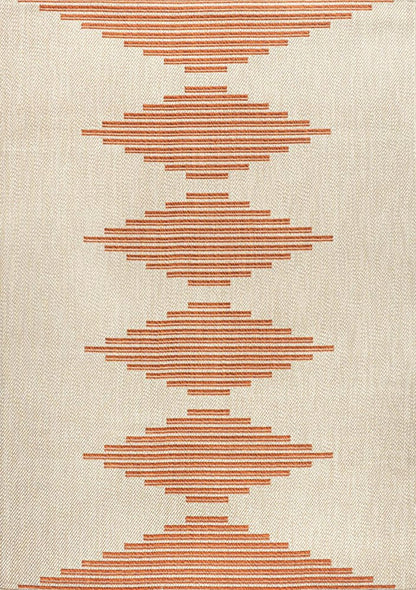 5' X 8' Beige And Orange Abstract Indoor Outdoor Area Rug