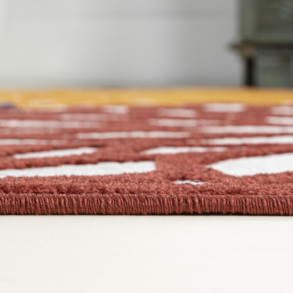 8' Cream Red And Blue Medallion Indoor Outdoor Runner Rug HomeRoots