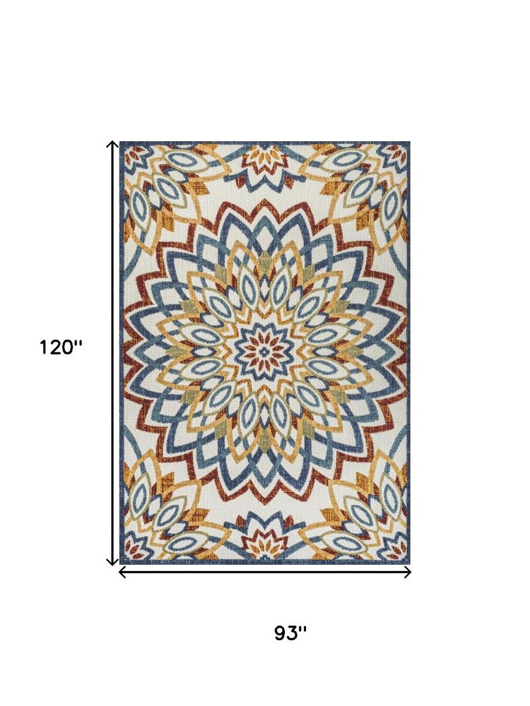 8' X 10' Red Blue And Yellow Medallion Indoor Outdoor Area Rug HomeRoots