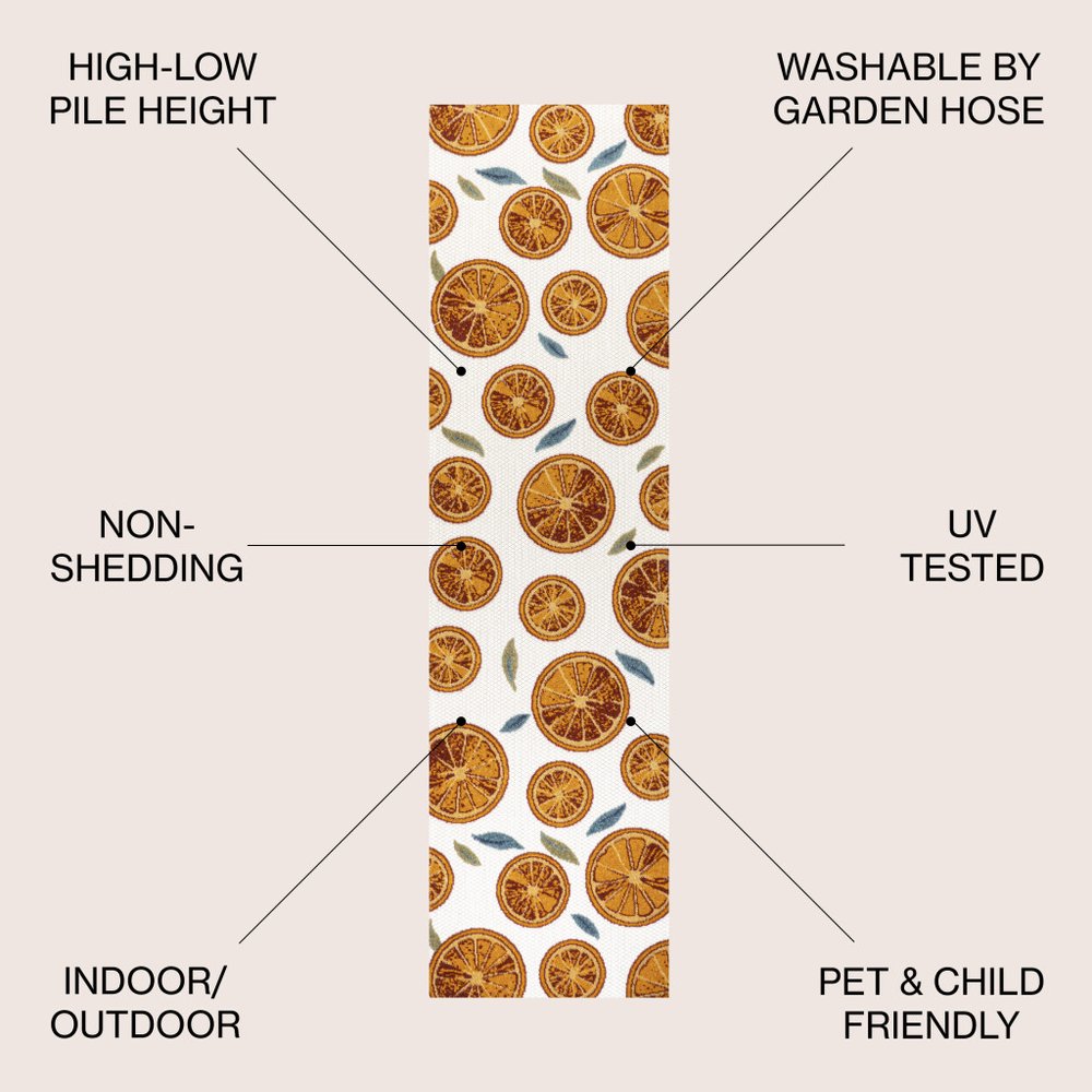 8' Orange And Cream Polka Dot Indoor Outdoor Runner Rug HomeRoots
