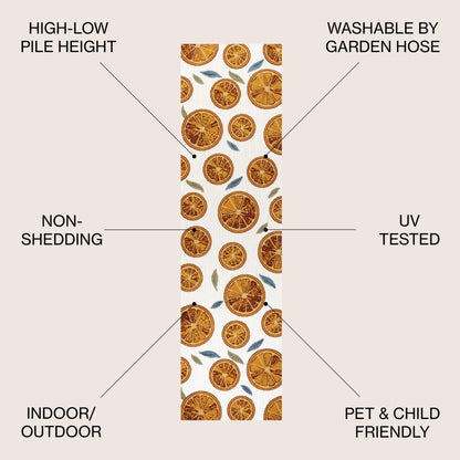 8' Orange And Cream Polka Dot Indoor Outdoor Runner Rug HomeRoots