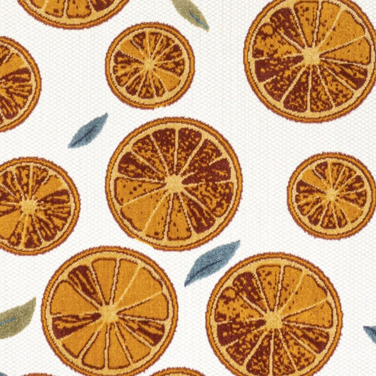 4' X 6' Orange And Cream Polka Dot Indoor Outdoor Area Rug