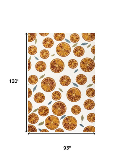 8' X 10' Orange And Cream Polka Dot Indoor Outdoor Area Rug HomeRoots