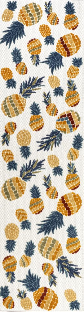 8' Orange And Navy Blue Polka Dot Indoor Outdoor Runner Rug HomeRoots