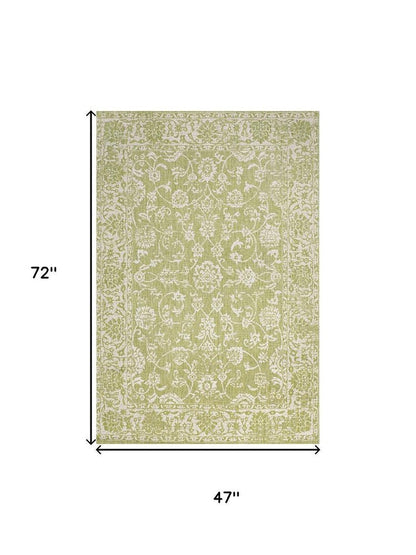 4' X 6' Green And Cream Medallion Indoor Outdoor Area Rug HomeRoots