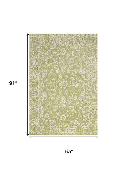 5' X 8' Green And Cream Medallion Indoor Outdoor Area Rug HomeRoots