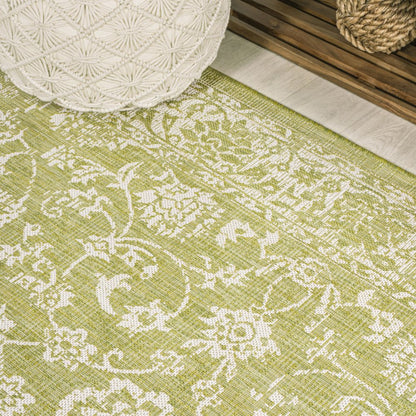 5' Green And Cream Round Medallion Indoor Outdoor Area Rug HomeRoots