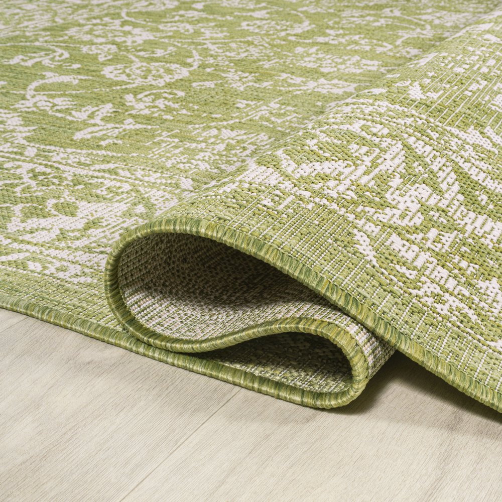 5' Green And Cream Round Medallion Indoor Outdoor Area Rug HomeRoots