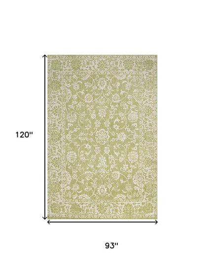 8' X 10' Green And Cream Medallion Indoor Outdoor Area Rug HomeRoots