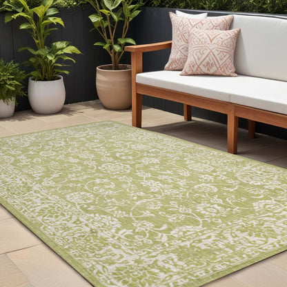 8' X 10' Green And Cream Medallion Indoor Outdoor Area Rug HomeRoots