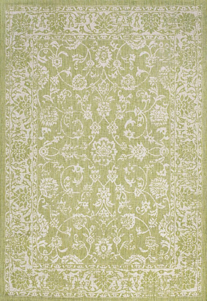 8' X 10' Green And Cream Medallion Indoor Outdoor Area Rug HomeRoots
