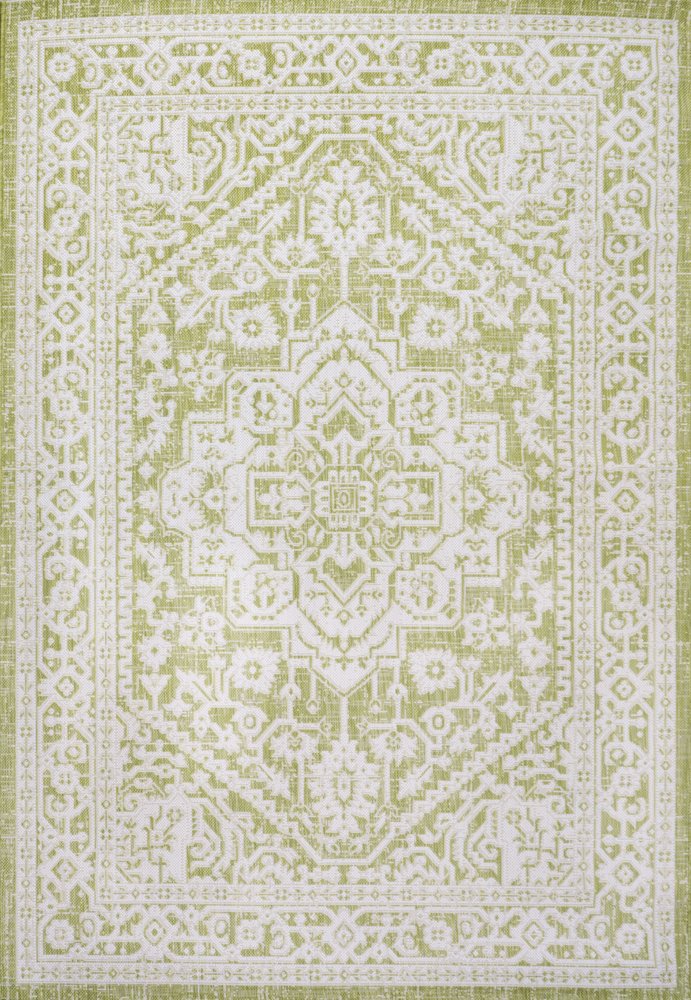 4' X 6' Green And Cream Medallion Indoor Outdoor Area Rug HomeRoots
