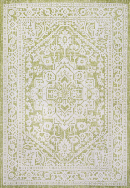 4' X 6' Green And Cream Medallion Indoor Outdoor Area Rug HomeRoots