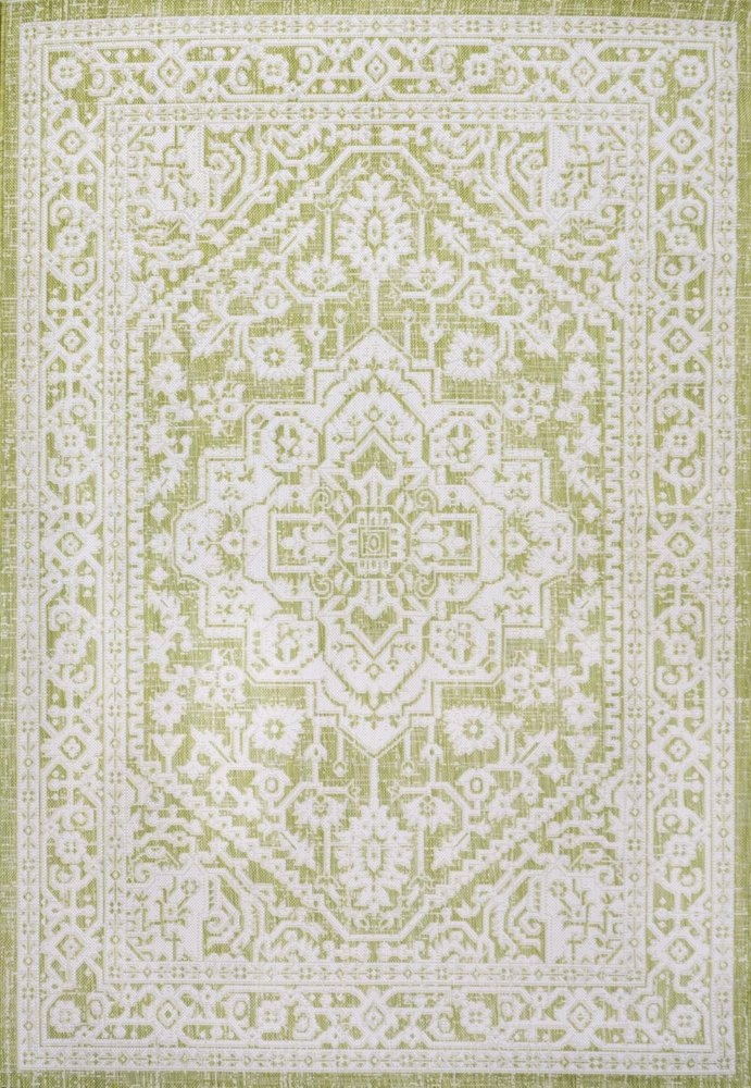 8' X 10' Green And Cream Medallion Indoor Outdoor Area Rug HomeRoots
