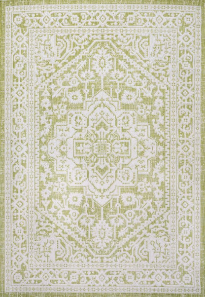 8' X 10' Green And Cream Medallion Indoor Outdoor Area Rug HomeRoots