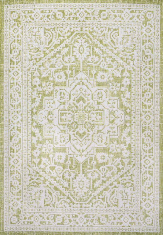 8' X 10' Green And Cream Medallion Indoor Outdoor Area Rug HomeRoots