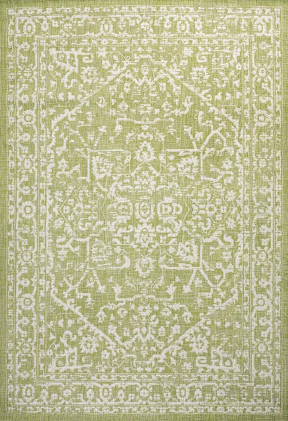 3' X 5' Green And Cream Medallion Indoor Outdoor Area Rug HomeRoots