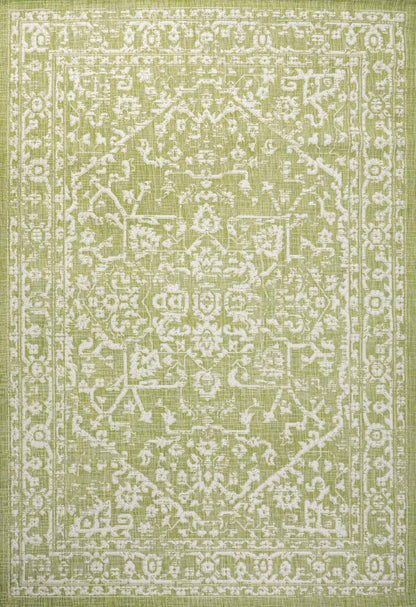 4' X 6' Green And Cream Medallion Indoor Outdoor Area Rug HomeRoots
